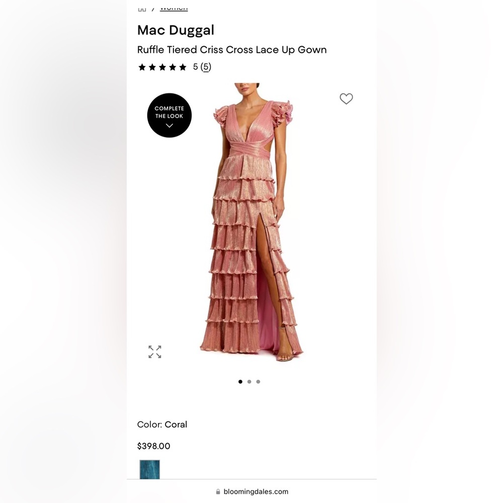 NWT Mac Duggal Ruffle Tiered Criss Cross Lace Up Gown